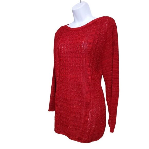 Two-One-Two New York Red long sleeve lightweight 3/4 sleeve Sweater Size XL(NWT) - Picture 4 of 10